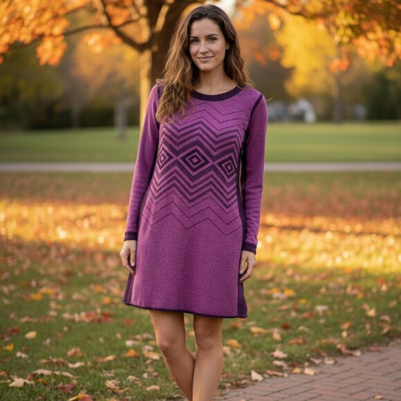 Prana Dresses & Skirts - Prana Organic Sweater Dress ✨ Magenta/Purple Boho Athleisure Size